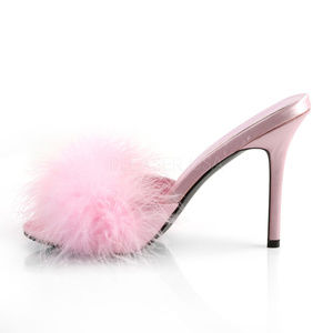 Marabou Slip On Fur Fluffy Mules High Heel Shoes